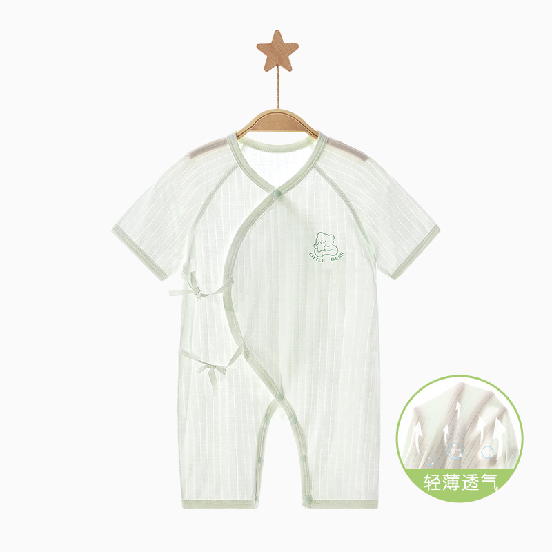 Ropa de bebé de una pieza Ropa de verano para recién nacidos para niños pequeños 0 Manga corta de marzo Estilo delgado Monk mampara pijamas Ropa de verano para bebés