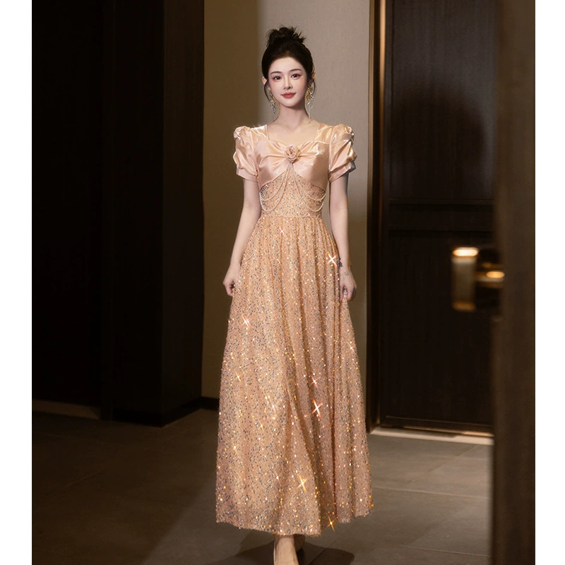 Вечернее платье для женщин, новинка 2025 года, элегантное, высококлассное, легкое люксовое, нишевое, для помолвки, во французском стиле, изысканное, потрясающее, для экзаменов по искусству.