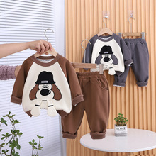 春款男童卫衣套装2025春季新款休闲时尚长袖帽子小狗两件套春装潮