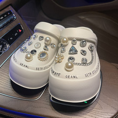 碧雅鞋扣適配洞洞鞋配飾小香風珍珠鞋花裝飾diy配件水鑽鞋花玻璃