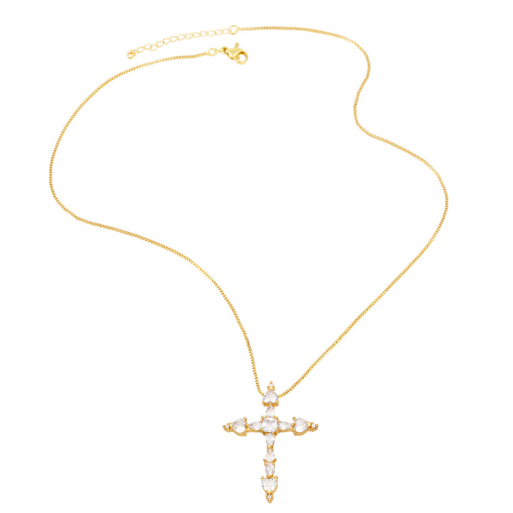 Fashion Copper Cross Necklace Zircon Copper Necklaces