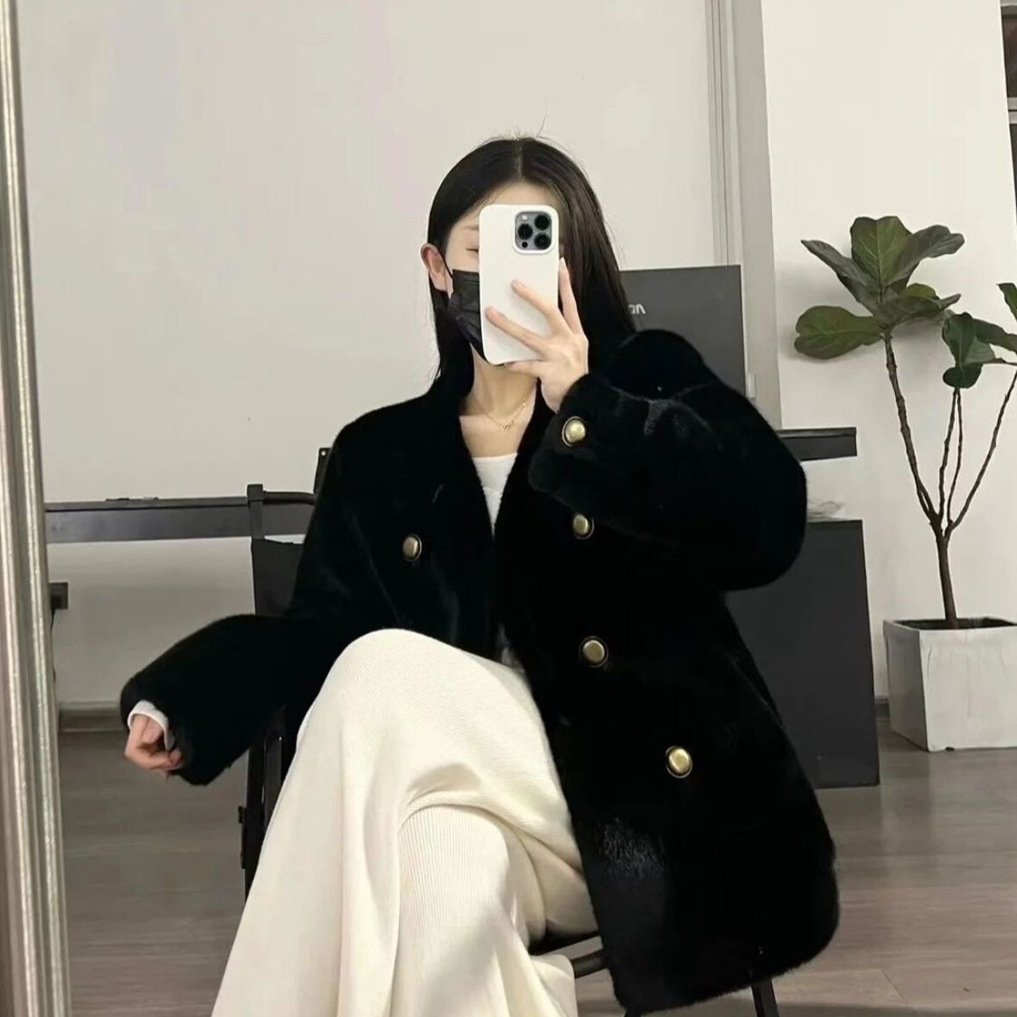 겨울 밍크 벨벳 코트 여성용 모피 2024 새로운 친환경 모피 모피 원 롱 모피 코트