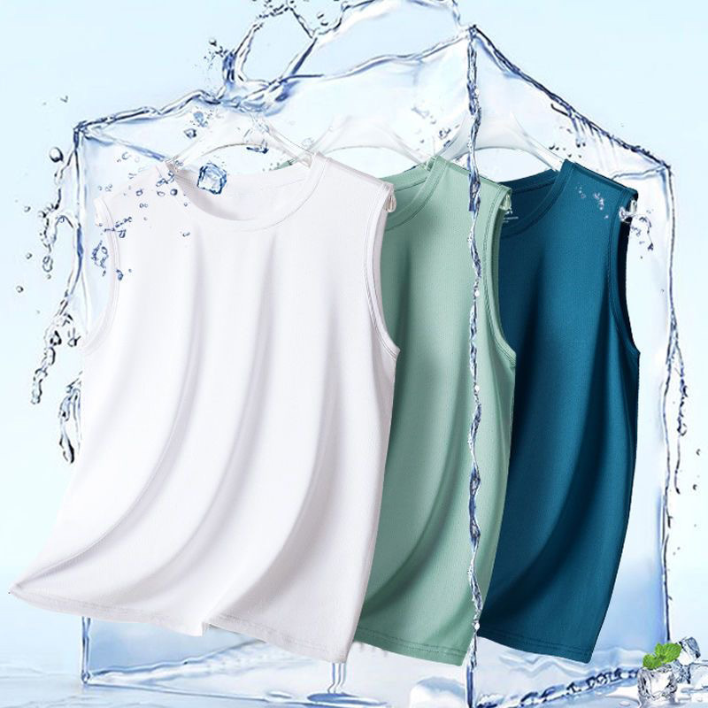 Men's wide shoulder vest thin trendy ins solid color sleeveless T-shirt summer outdoor sports casual all-matching top clothes Men's wide shoulder vest thin trendy ins solid color sleeveless T-shirt summer outdoor sports casual all-matching top clothes