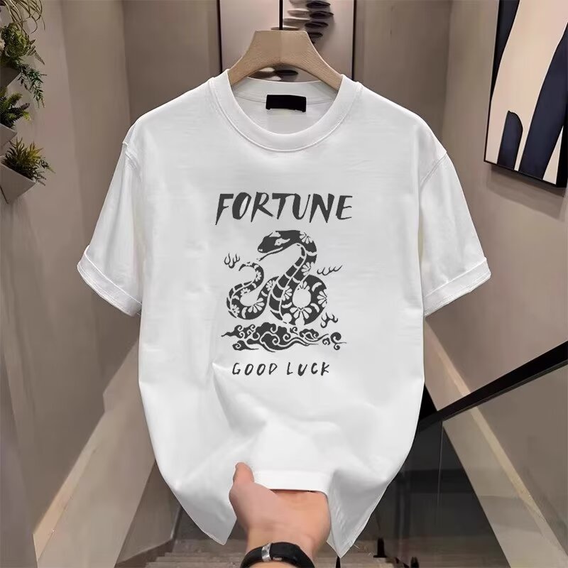 New summer trendy men's short-sleeved T-shirt, street style, unique round neck base layer top