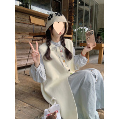 俏皮少女感套装女春季衬衫连衣裙彩色纽扣流苏针织背心裙子两件套