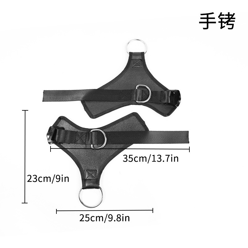 Jiuai SM Handcuff Bondage Set, 6-Piece PU Restraint Kit, Black — detail image 2