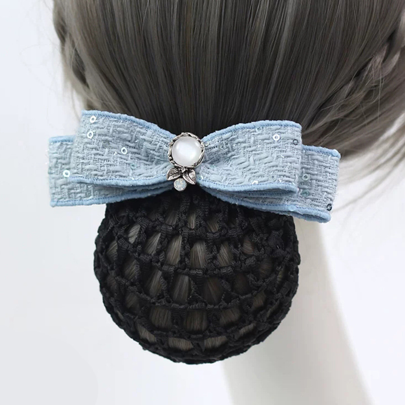 2026 New Style Hairnet for Nurses, Hair Bun Net with Bow, Hotel Front Desk Staff Work Hairnet