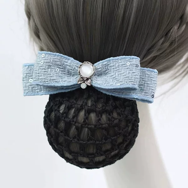 2026 New Style Hairnet for Nurses, Hair Bun Net with Bow, Hotel Front Desk Staff Work Hairnet