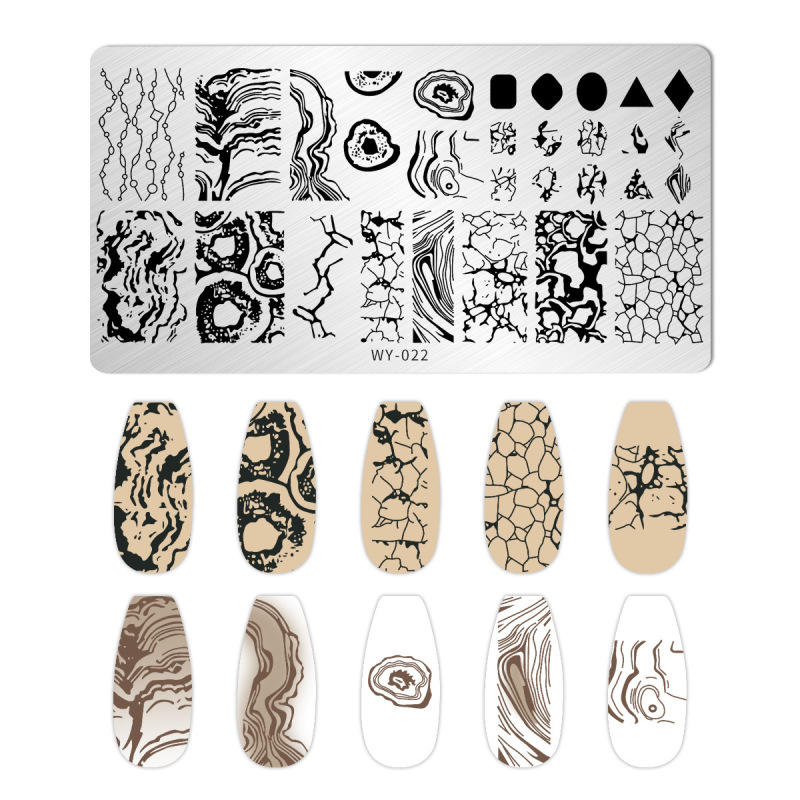 跨境美甲印花板格纹豹纹牛仔纹Nailplate不锈钢指甲复古模板转印|undefined