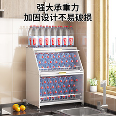 Kitchen drain dish rack with door dustproof dishware storage rack pull-out dish rack multi-layer countertop cabinet