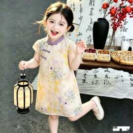 中国风女童新中式旗袍裙小清新绝美中大童国风连衣裙日常可穿夏季