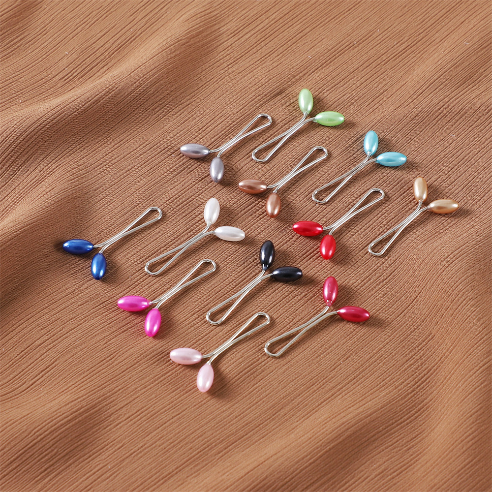Cross-border minimalist silk scarf clip accessory pearl drop-shaped U-shaped clip scarf fastener let's go of the exposed brooch pin