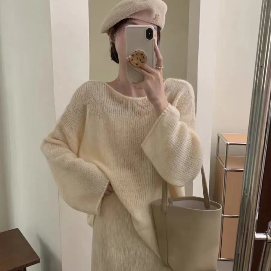 (2개) N F 한국 스타일 간단한 통근 니트 스웨터 새로운 마일라드웨어 가을 느슨한 게으른 니트 스웨터 여성용