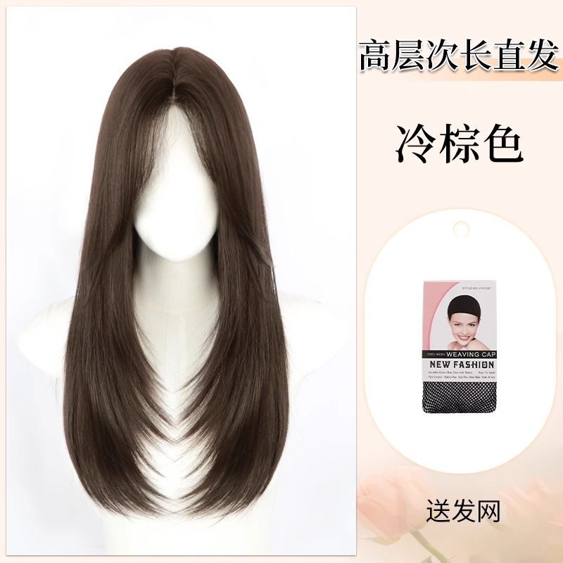 Peruca completa cubierta de cabello sin rastros de alto nivel largo recto cabello alto suelto aumento natural de cabello mediano cubierta de cabello cabello largo