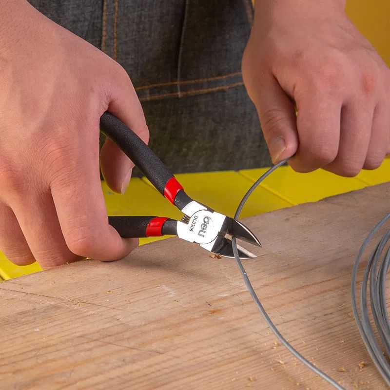 Deli Alicates de corte alicates diagonales modelo Gundam boca cruzada alicates pequeños oblicuos grado industrial electrónica hoja delgada línea de corte