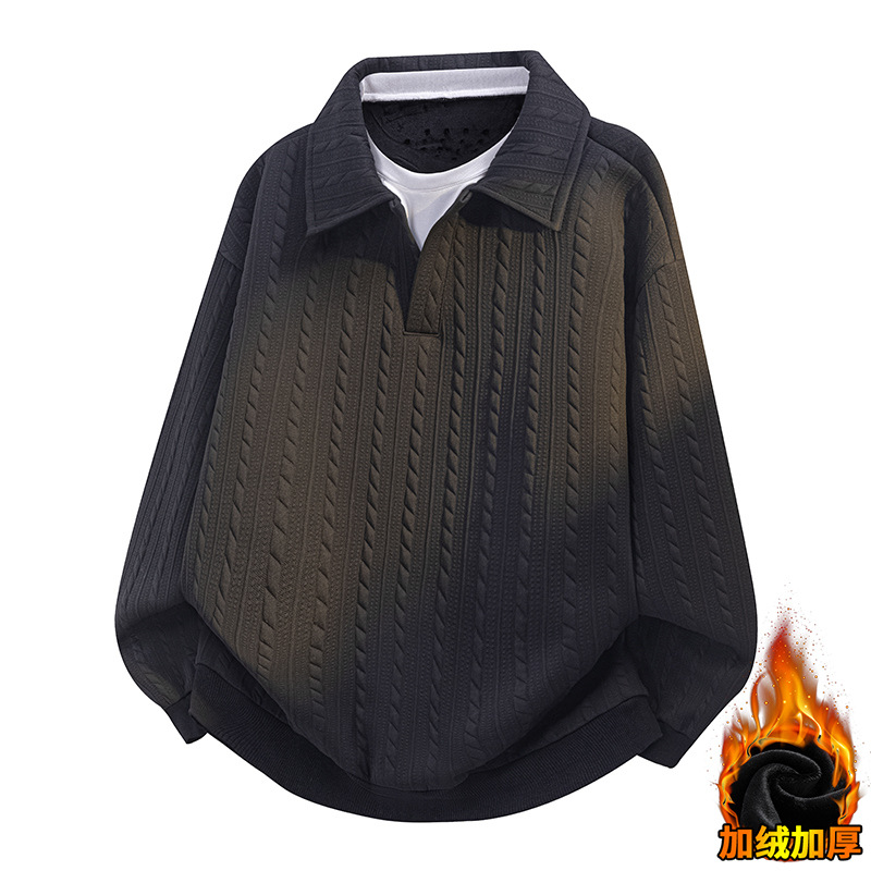 Japanese Versatile Fake Two-Piece Patchwork Lapel Sweatshirt Men's Spring and Autumn Trendy Loose Ootd Casual Top Jacket