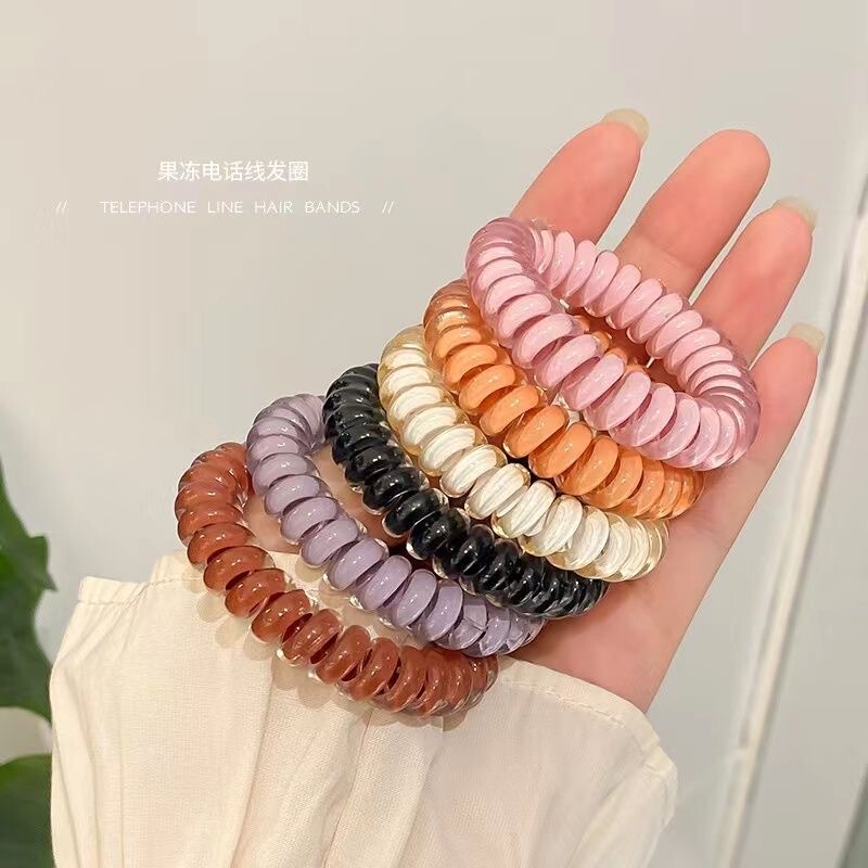 Bright silk screen printing telephone line hair band high elastic jelly phone ring rubber band hair rope female ponytail