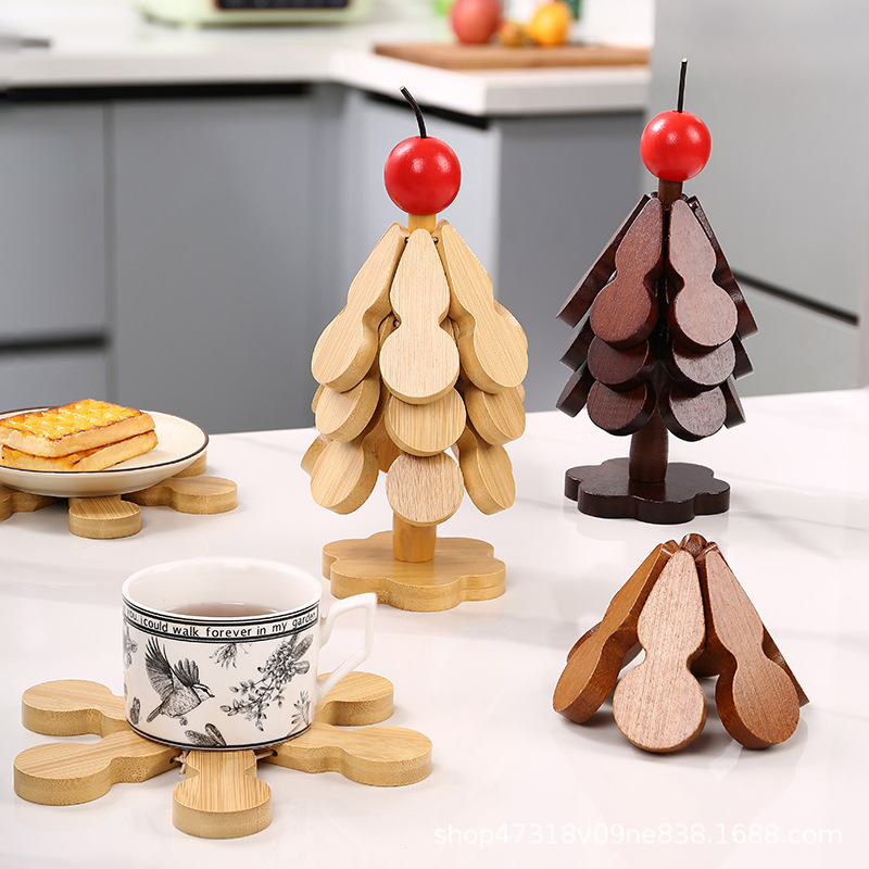 Un árbol aislante térmico almohadilla resistente a quemaduras resistente a altas temperaturas almohadilla de comedor casera de alta calidad sensación de árbol de Navidad calabaza mesa de comedor tazón almohadilla decoración