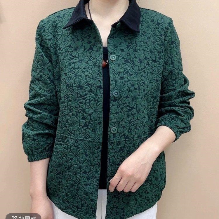 春季新款中老年女装翻领衬衫时尚减龄妈妈装宽松百搭休闲外套开衫