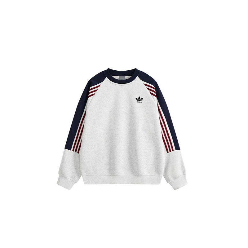 Autumn and winter clover men's loose sweatshirt, couple's shorts, casual T-shirt, women's color-blocked three-stripe round-neck sweatshirt Autumn and winter clover men's loose sweatshirt, couple's shorts, casual T-shirt, women's color-blocked three-stripe round-neck sweatshirt