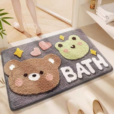 Avtomobil döşəmə paspasları: Household Mat, Entrance Bathroom Non-Slip - happy-friends-4060cm-imitation-cashmere