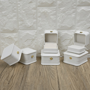 Waist-Cinching Crown Jewelry Box Pu Leather Rounded Corner Convex Edge Jewelry Packaging Box Ring Box Necklace Box Factory Direct Sale