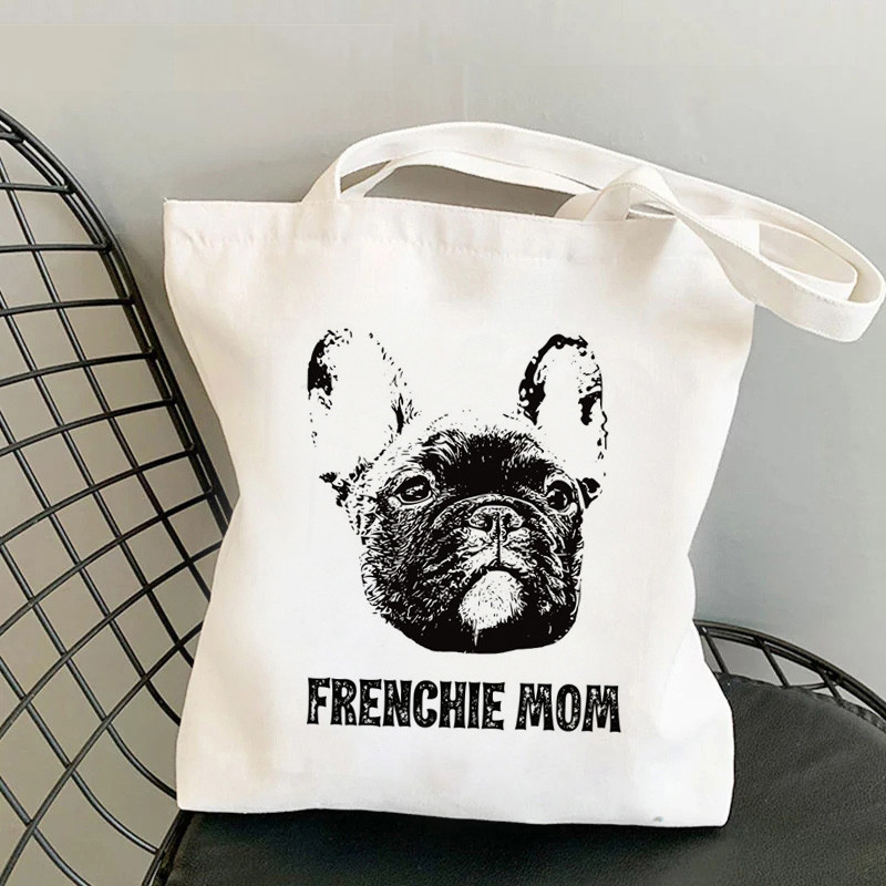 Comercio exterior transfronterizo Bulldog francés impresión bolsa de lona Haraku bolsa de compras portátil de hombro en stock