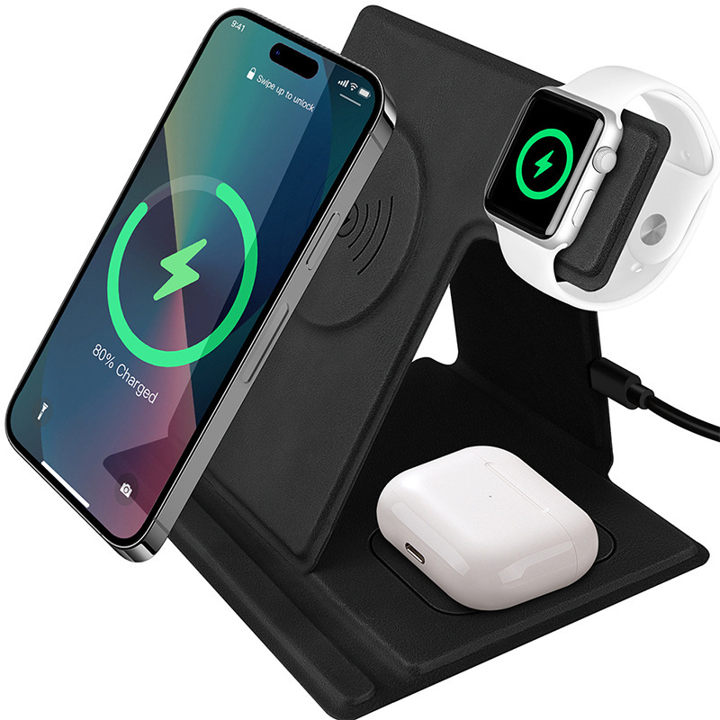 New Model Suitable for Apple Iphone13Pro Magnetic Appliance Vertical Stand Watch Headset Three-In-One Wireless Charger