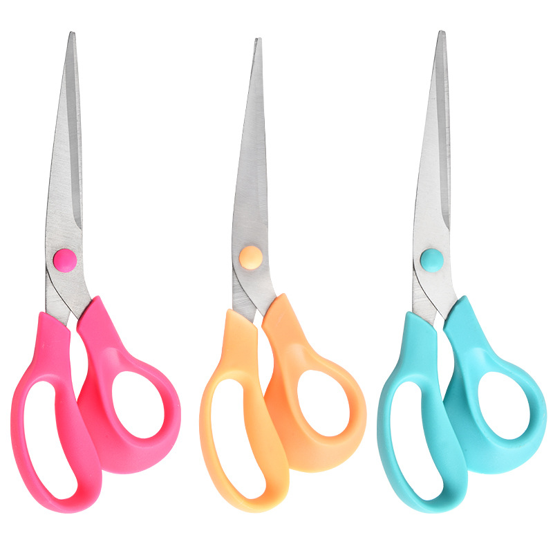 Tijeras de oficina de plástico al por mayor 12 tarjetas de papel de oficina de estudiantes de arte de acero inoxidable tijeras domésticas