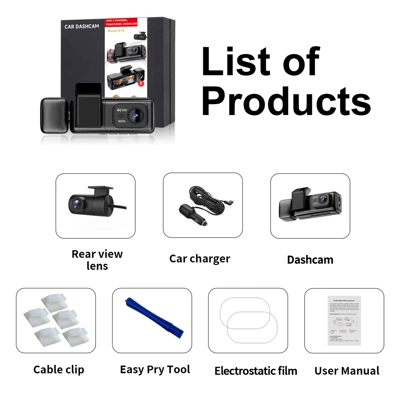 4K triple-camera dashcam with Driving recorder - 3-channel-recording-with-wifi