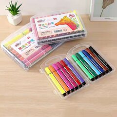 Watercolor pen triangular pole children's hard-head painting graffiti pen 12 colors 24 colors non-toxic washable watercolor brushes wholesale