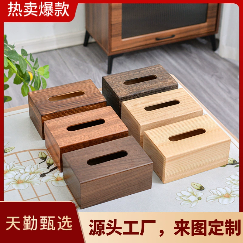 Новый китайский стиль твердой древесины ткани Box простой черный орех бумажная коробка деревянная коробка для хранения ткани деревянные раздвижные обложки бумажная коробка