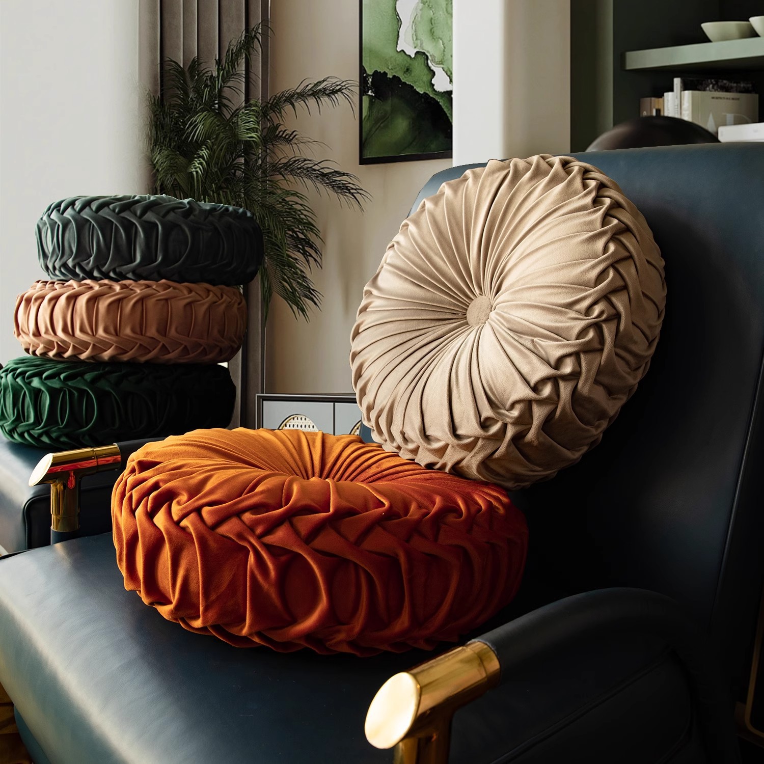 Hong Kong style pumpkin pillow round wheel pillow living room sofa decoration Nordic style futon cushion cushion wholesale
