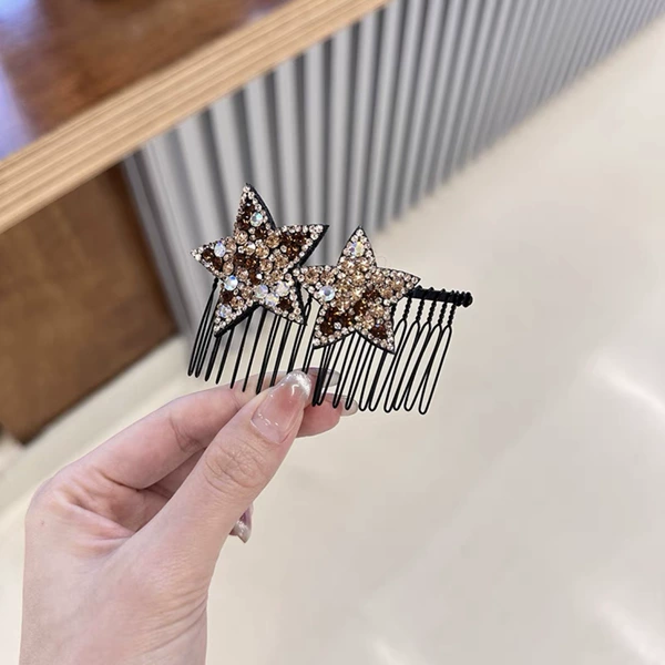 Double five -pointed star hair combed champagne color