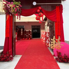 結婚式の庭の装飾、田舎の自作の家の庭の装飾、結婚式の門、長い結婚式の文字のカーテン、ランタンと滝