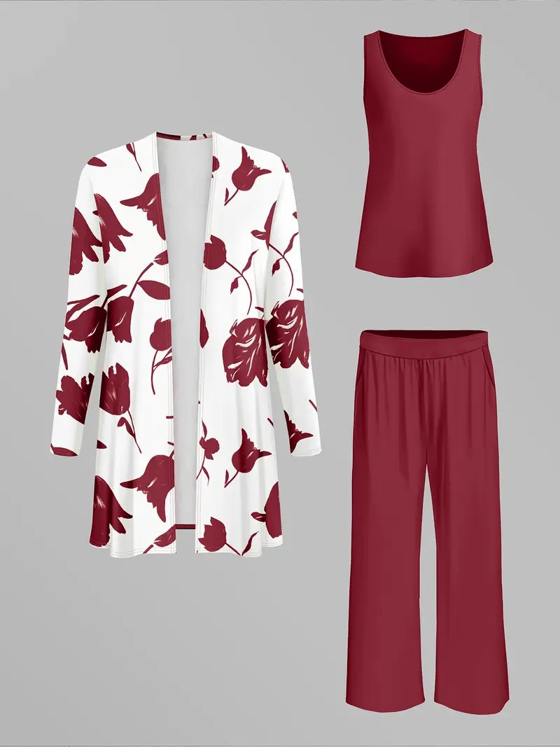 Women's 3 Piece Set Autumn Casual Outerwear Vest Pants_ecoleips.com