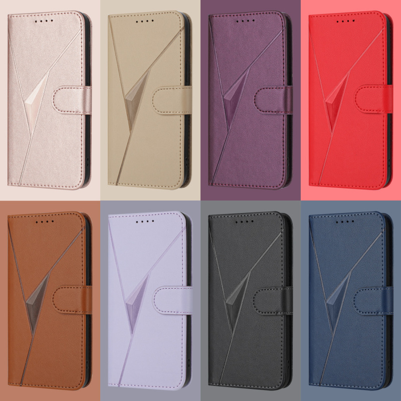 Cross-Border Applicable to iPhone 17 Pro Triangular Style Samsung S26U Wallet Card Slot Phone Flip Leather Case
