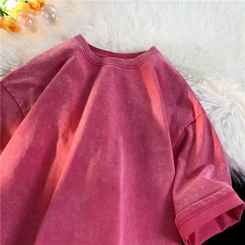 Primavera y verano BF estilo americano de algodón pesado de manga corta Camiseta básica de los hombres camisa de fondo de color sólido