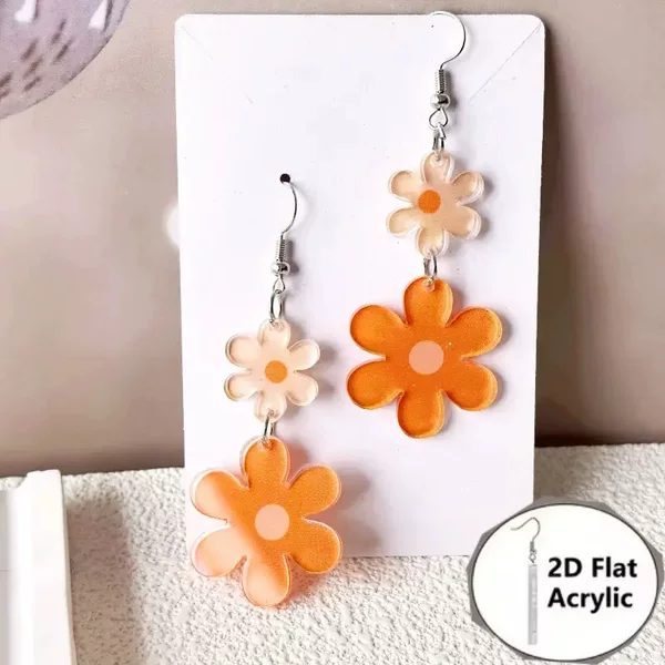 Cross-Border Hot-Selling Small Daisy Earrings, Fresh and Cute, Sweet 2D Flat Acrylic Creative Patchwork Flower Earrings
