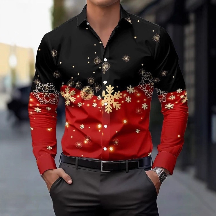 Amazon Aliexpress Christmas Halloween Men's Long Sleeve Shirt Casual Fashion Suitable for Outdoor Clothing Liner Amazon Aliexpress Christmas Halloween Men's Long Sleeve Shirt Casual Fashion Suitable for Outdoor Clothing Liner