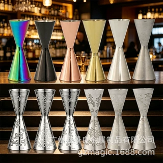 304不锈钢量杯酒吧一体量酒器鸡尾酒盎司杯酒吧调酒工具刻度量杯