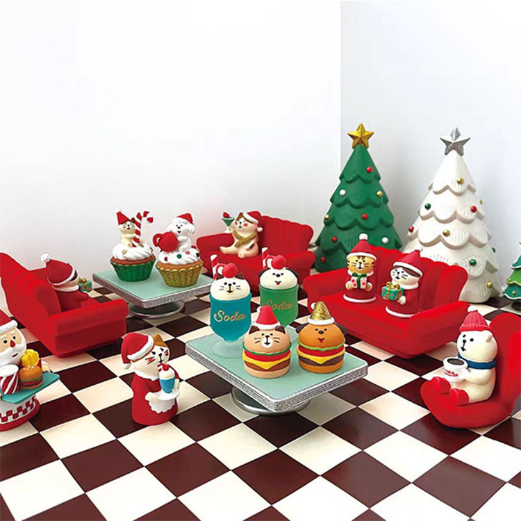 Santa Claus Japanese Cat DIY Decoration Gift Zakka Resin Crafts Snowman Small Gift Desktop Ornaments