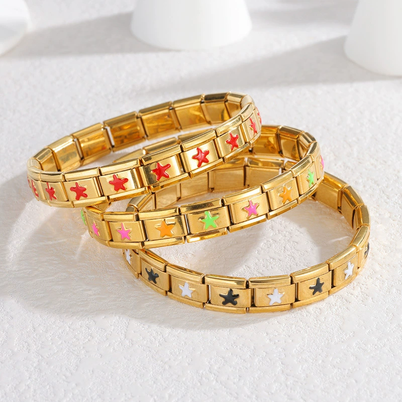 Elastic module, creative bracelet, universal jewelry for men and women stainless steel, Italy, print, three colors