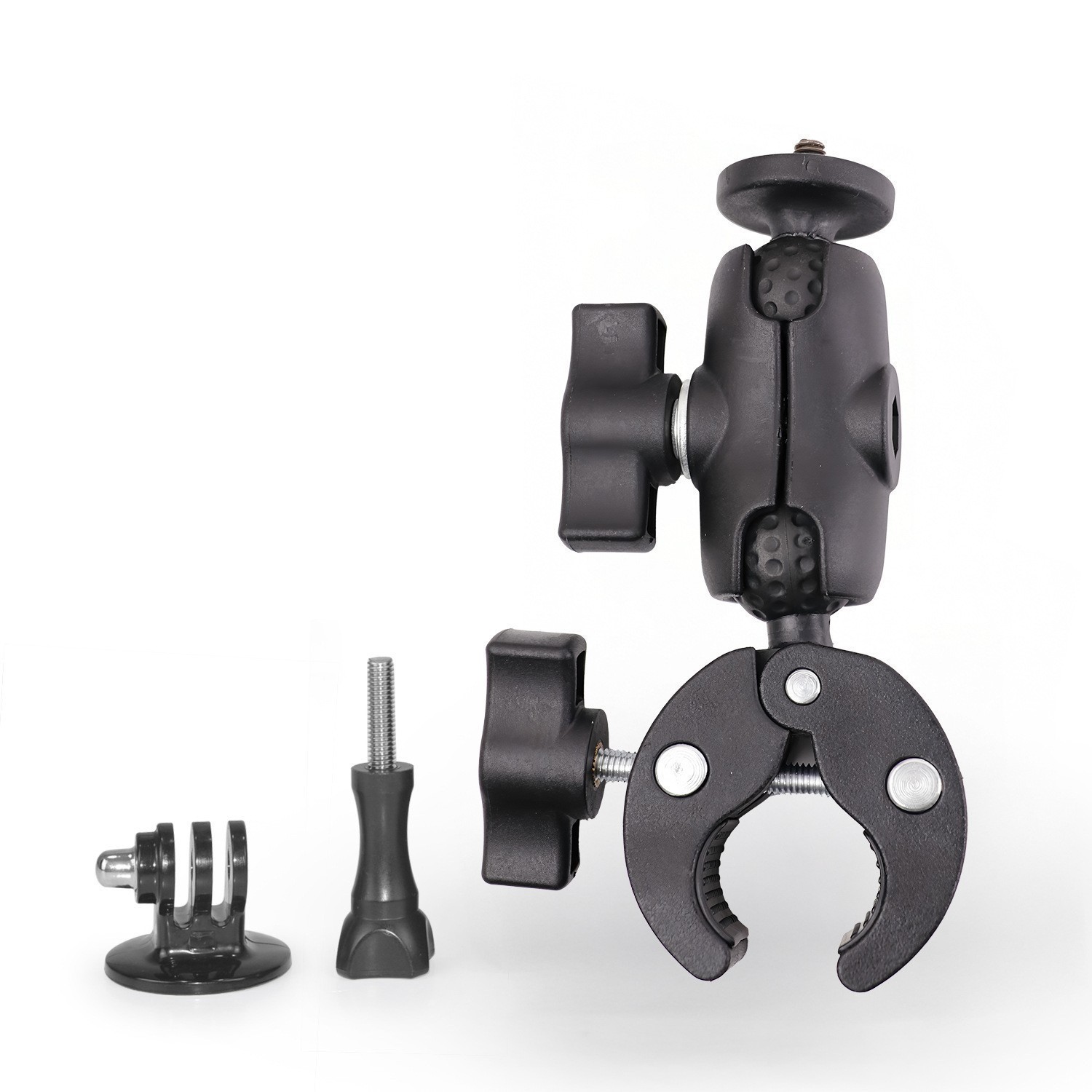 GoProアクションカメラ用バイク固定クリップ、防振、屋外用両頭強力クリップ、ライディング撮影スタンド