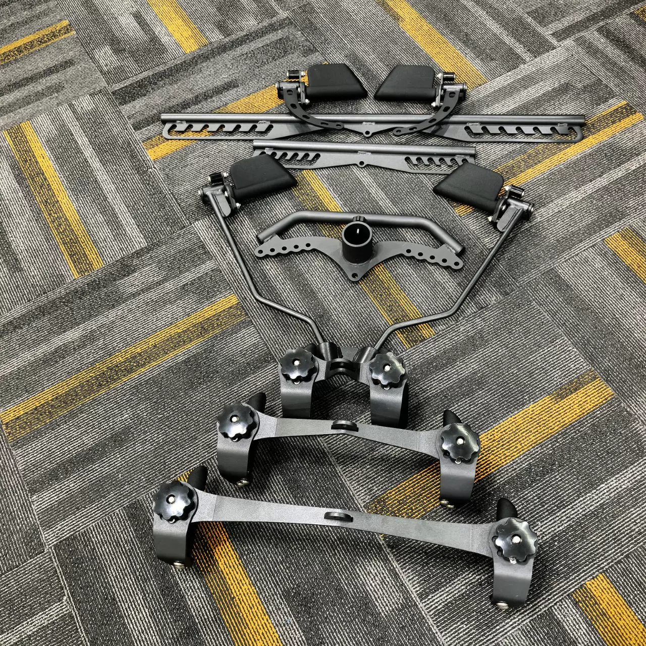 可调节浸塑拉背把手八件套健身把手套装高低拉背杠铃拉背跨境批发