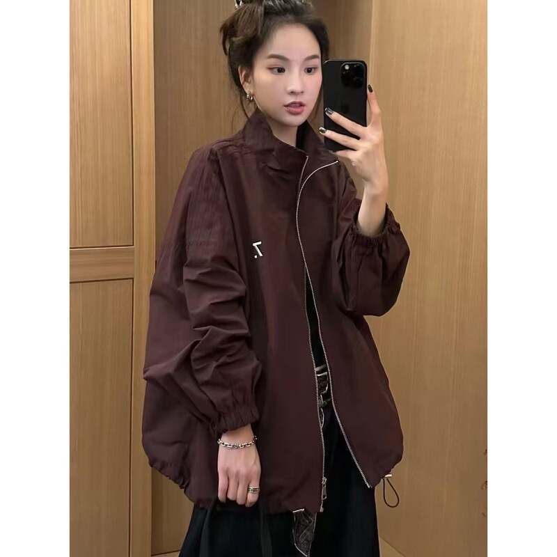 欧货立领外套女2025秋装新款时尚百搭休闲宽松大版棒球服夹克上衣|undefined