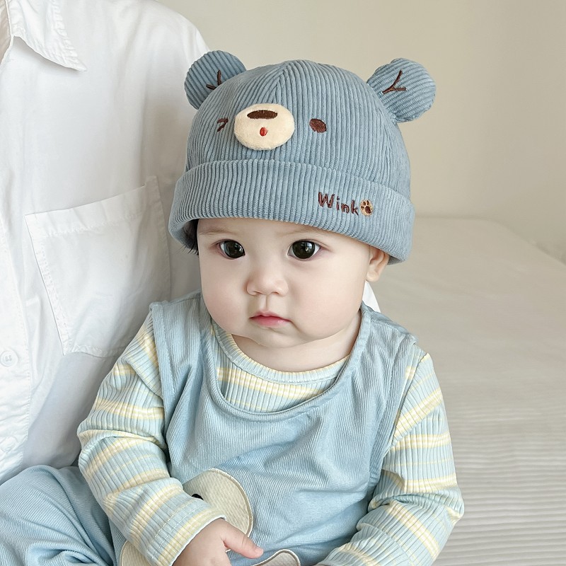 Sombreros para bebés otoño-invierno estilo coreano lindo bebé oso pequeño sombrero de primavera y otoño para niños y niñas super lindo sombrero de piel de melón
