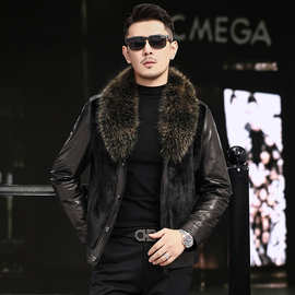 海宁皮毛一体真皮皮衣外套2025冬季山羊皮水貂毛羽绒内胆男装夹克