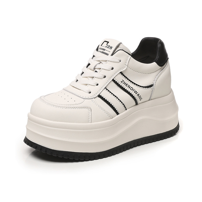 Giày sneaker nữ chunky đế dày phong cách Hàn Quốc, tăng chiều cao, màu trắng basic — màu trắng