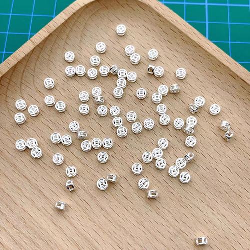 S925 sterling silver hollow copper coin beads bracelet copper coins separated by beads passerby diy handmade rope bracelet